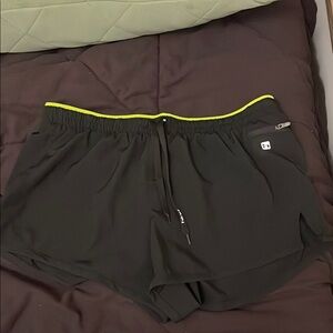 Black and Yellow Athletic Shorts with Elastic Waistband